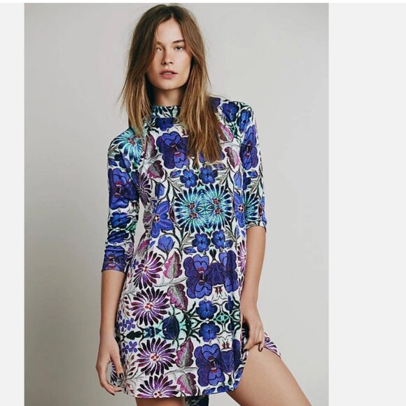 Free People Psychedelic Floral Dress SP Boho Festival Party Rave Art Fun Vibes - Picture 10 of 13